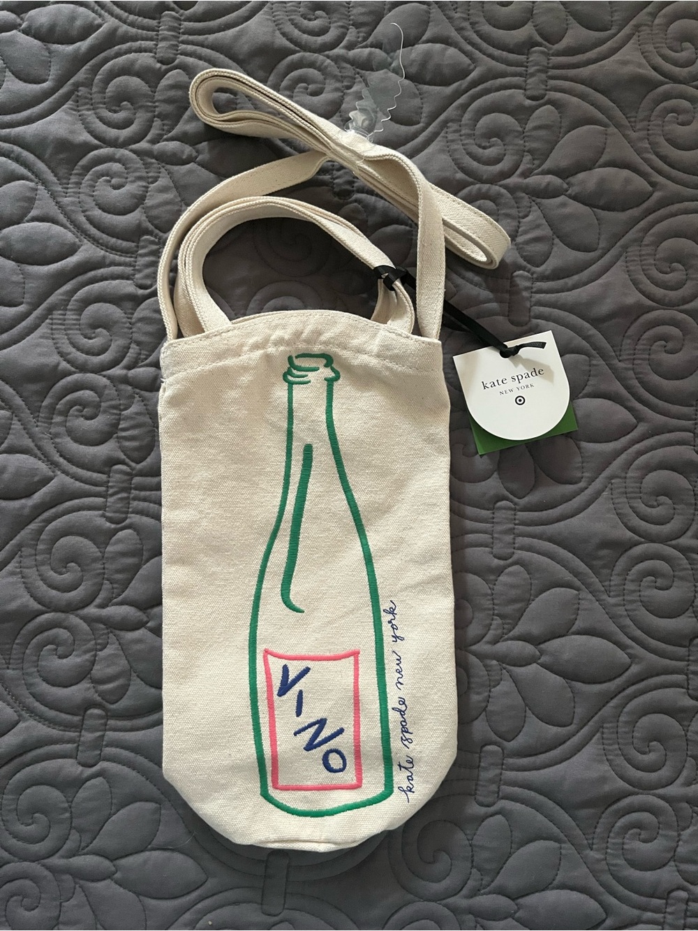 Kate Spade canvas wine tote
